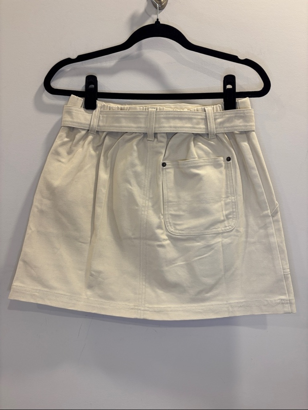 Woolrich Cream Belted Mini A-Line Cotton Skirt Size Small - Picture 2 of 10
